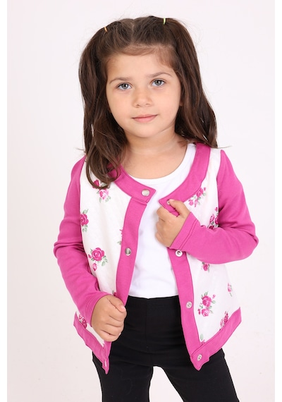 Toontoy Kids Toontoy Kız Bebek Hırka Çiçek Baskılı Mürdüm