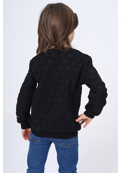 Toontoy Kids Toontoy Unisex Çocuk Nakışlı Sweatshirt Siyah