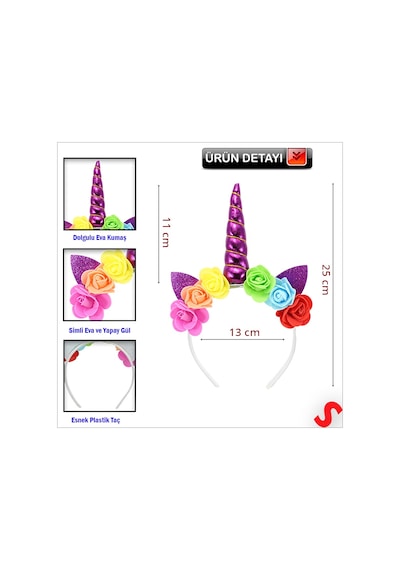 Unicorn Tek Boynuz Dolgulu Eva Taç, 1 Adet - Mor 0  -  99