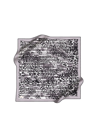 Leopar Desenli Pierre Cardin Crepe Saten Eşarp Siyah-gri Siyah-gri