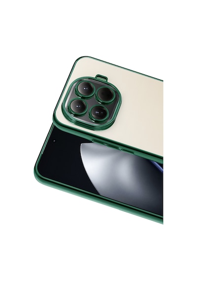 Xiaomi Mi 15t Pro Uyumlu Kılıf Renkli Çerçeve Şeffaf Yüzey Lens Korumalı Kılıf Ve Kapak Yeşil