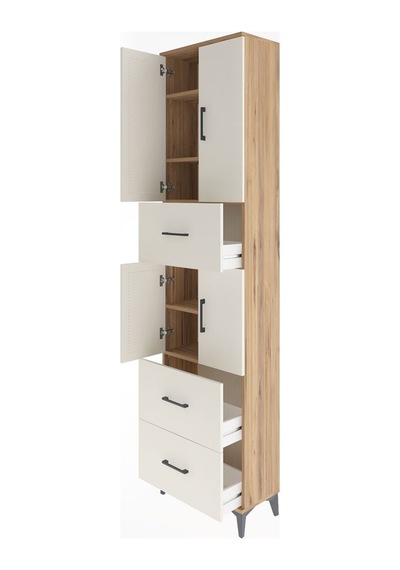 Arges Dolap 5 Raflı 3 Çekmeceli 4 Kapaklı 60x30x243 Çam-aytaşı Çam