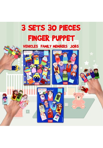 3 Set - 30 Parça Tox Taşıtlar Aile Bireyleri ve Meslekler Parmak