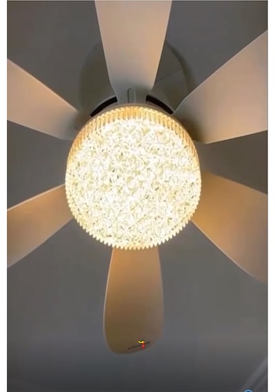 Büyük 30w Led Işıklı 52cm Direk Duya Kolay Montajlı Uzaktan Kumandalı Sinek Kovucu Tavan Pervanesi Vantilatörü Aspiratörü