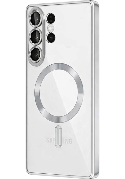 Samsung Galaxy S26 Ultra Uyumlu Kılıf Kamera Lens Koruyuculu Magsafe Özellikli Telefon Kılıfı Kapak Gümüş