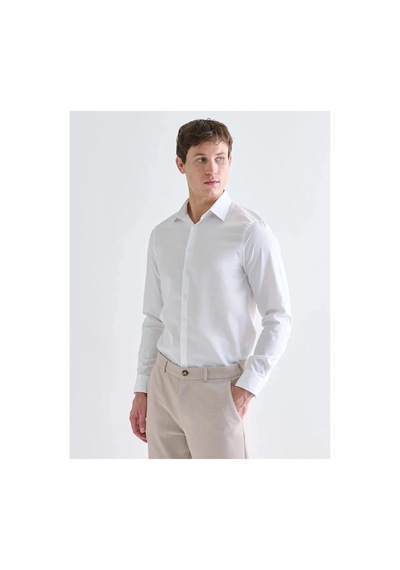 LC Waikiki Lcwaıkıkı Formal Slim Fit Uzun Kollu Gabardin Erkek Gömlek-9 Beyaz