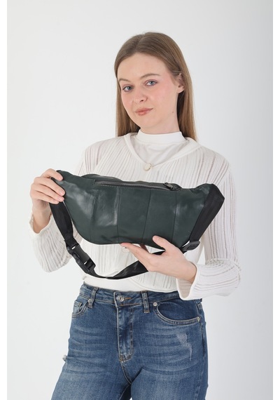 Nahitatyana Unisex Çok Cepli Hakiki Deri Freebag Bel Çantası Ve Omuz Çantası Haki - 121763658 Haki
