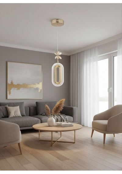 Eclipse Tekli Gold Ledli Kristal Taşlı Led Avize 3 Renk Modu Oturma Odası Yatak Odası Led Avize Metalik