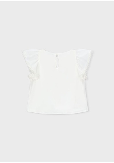 Kız Çocuk Şifon T-shirt Ekru