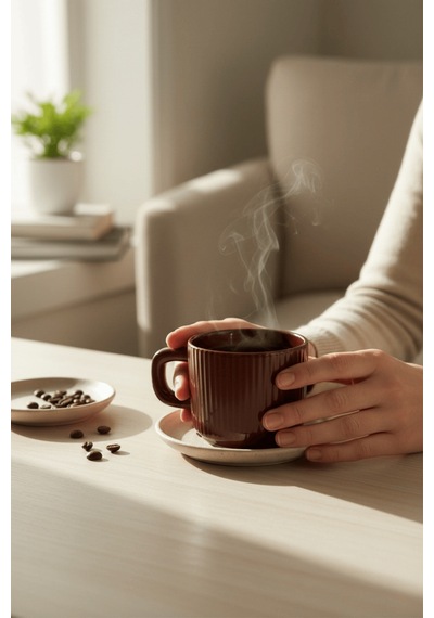 2 Adet El Yapımı 260 Ml Bordo Parlak Seramik Mug Çay Kahve Kupası Mıt1304 Siyah