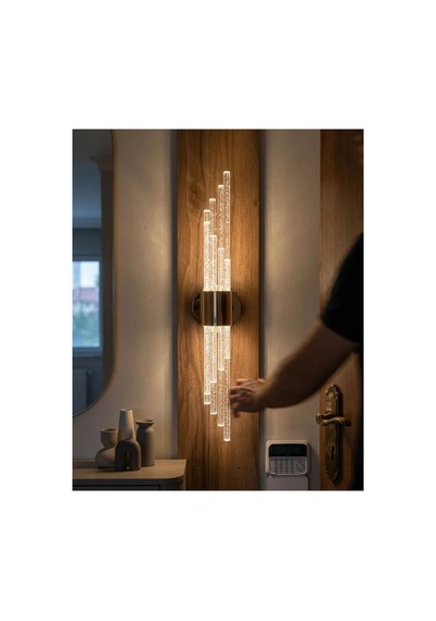 Matrix Melodi Led Duvar Apliği Modern Ve Şık Tasarım Aplik Gold Gövde Günışığı Led Gold Kasa Gün Işığı Led