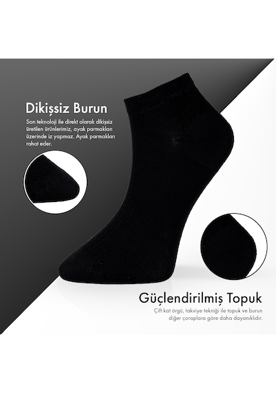 Lion Monroe Saf Bambu Erkek Patik Düz Kısa Siyah Çorap Dikişsiz Premium Kutulu 6'lı L5952aznp Softaura