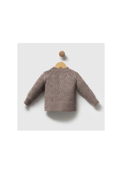 Ministok Charlotte Carousel Nakışlı Triko Hırka, Blüz, Şortlu 3'lü Kız Beb Kahverengi