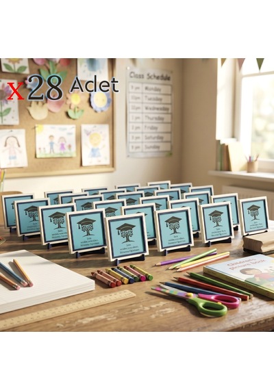 Kişiye Özel Hayat Ağacı Temalı Öğrenci Hediyesi Öğretmenden Sınıfına 28'li Anı Seti 10x10 Cm