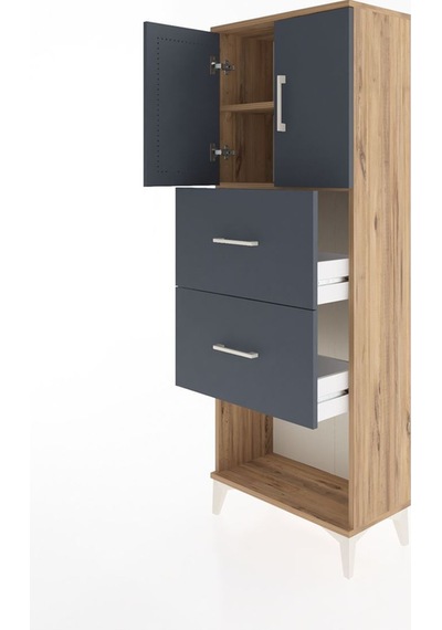 Arges Dolap 2 Raflı 2 Çekmeceli 2 Kapaklı 60x30x163 Çam-antrasit Atlas Çam Arges Dolap 2 Raflı 2 Çekmeceli 2 Kapaklı 60x30x163 Çam-antrasit Atlas Çam