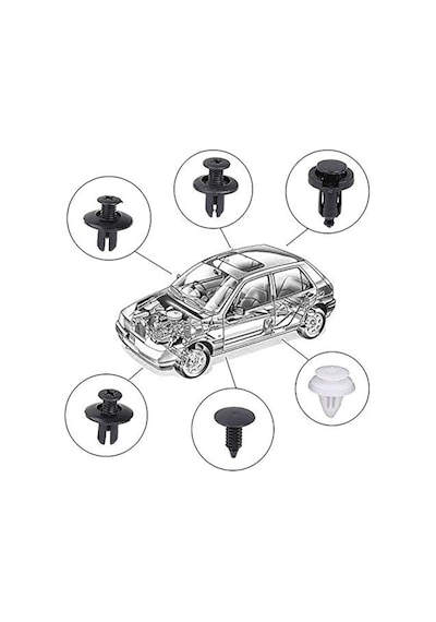 Busstier Oto Fastener Klips Seti 100 Adet 6 Boyut Tampon Kapı Döşeme Pervaz Tutucu Plastik Klips Çeşitleri Araç İç Dış Aksam Uyumlu 256