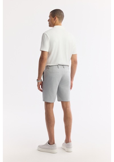 Avva Erkek Açık Gri Yanı Lastikli Gofreli Bi-stretch Slim Fit Chino Şort A51y3730