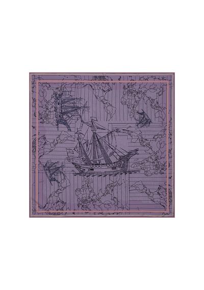 Aker 90x90 Bosphorus Çift Taraflı İpek Twill Eşarp Mor-lila Mor-lila