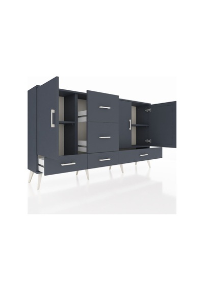Arges Konsol 4 Raflı 5 Çekmeceli 3 Kapaklı 176x30x99 Antrasit-antrasit Antrasit - Antrasit Arges Konsol 4 Raflı 5 Çekmeceli 3 Kapaklı 176x30x99 Antrasit-antrasit Antrasit - Antrasit