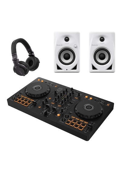 Pioneer Dj Ddj-flx4 Dj Controller + Dm-40d-w Beyaz Monitör Hoparlör + Hdj-cue1 Kulaklık + Dj Başlangıç Seti