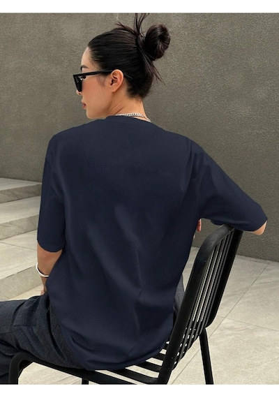Uyguntarz Unisex Monaco Baskılı Tasarım Tshirt Lacivert
