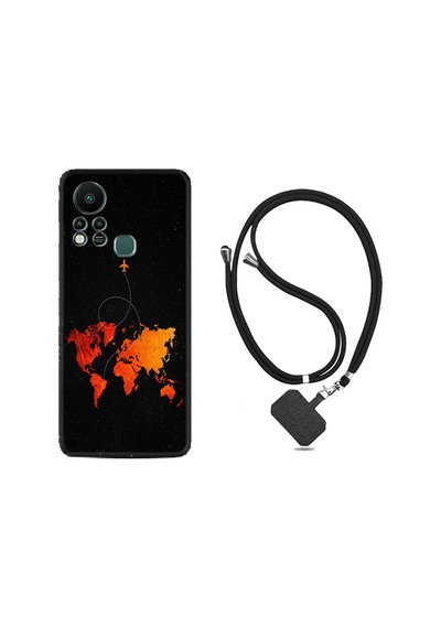 Infinix Hot 11S Kılıf İpli Boyun Askılı Desenli Silikon İz Bırakan Uçak 1778