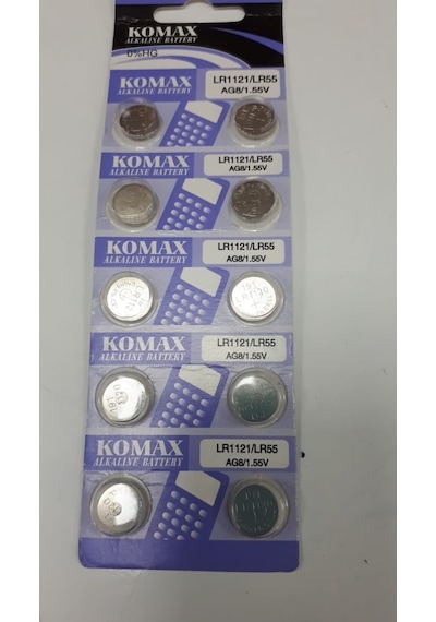 Komax AG8 LR55 LR1121 391A Alkalin Düğme Pil 10'lu