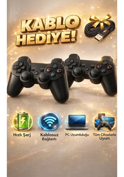 Playstation 3 Dualshock 3 Kablosuz Oyun Kolu 2 Li Set Kablo li