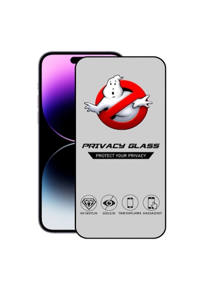Apple Uyumlu   iPhone 14 Pro Max Tam Kaplayan Temperli Gizli Hayalet Ekran Koruyucu