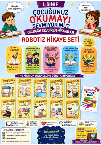 1. Sınıflar İçin Eğlenceli En Yeni Okumayı Sevdiren 10'lu Öykü Seti
