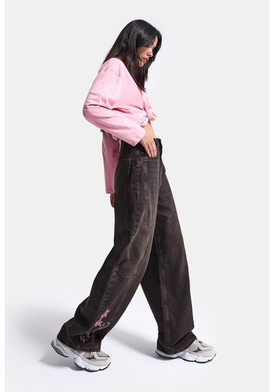 Kadın Koyu Kot 2w6-161 Barrel Fit Özel Tasarım Denim Jean Füme