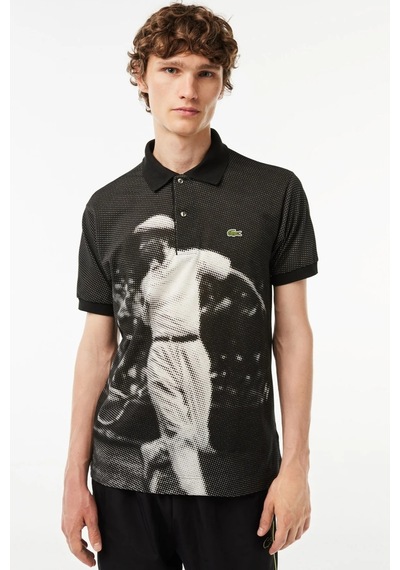 Lacoste L.12.12 Men's Rene Print Classic Fit Polo T-shirt Grafik Baskılı Organik Coton Erkek Polo Yaka Tişört Siyah Lacoste L.12.12 Men's Rene Print Classic Fit Polo T-shirt Grafik Baskılı Organik Coton Erkek Polo Yaka Tişört Siyah