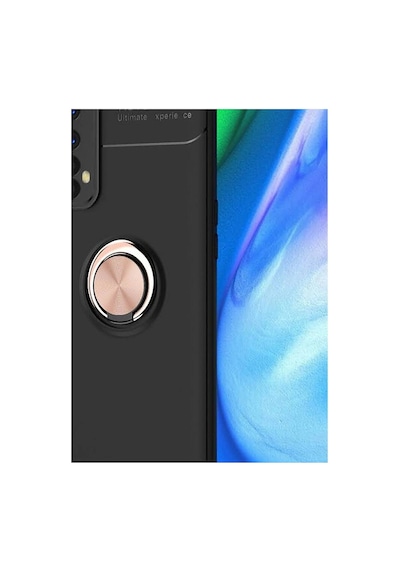 Realme 7 Kılıf Range Yüzüklü Silikon - Siyah-gold Evimdeyokyok
