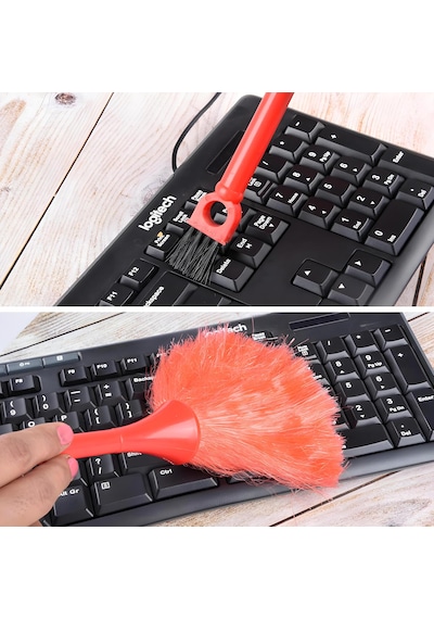 2 Adet Çok Fonksiyonlu Klavye Ve Araç Için Mikrofiber Toz Alma Püskülü Anti-statik Toz Alma Püskülü