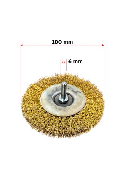 6240 Pimli Saçaklı Dairesel Tel Fırça Sarı Telli 100 Mm