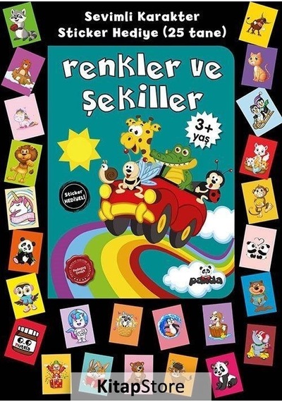Renkler ve Şekiller - Stickerli 3+Yaş - Afife Çoruk - Panda
