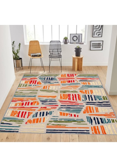 Rovigo Home Dijital Baskı Yıkanabilir Kaymaz Taban Salon Halısı  RVG1779 Çok Renkli