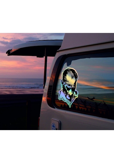 Hologramlı Janjanlı Mustafa Kemal Atatürk Silüet Sticker - Araba Oto Motosiklet Cam Karavan Sticker - 03007 10x7 Cm