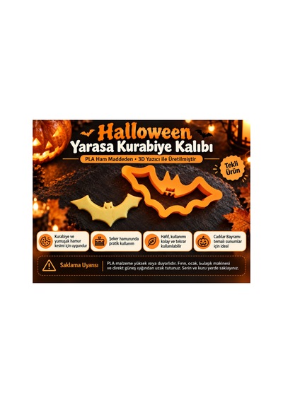 Halloween Yarasa Kurabiye Kalıbı - Hamur Kesici Cadılar Bayramı Tekli Kalıp Diğer