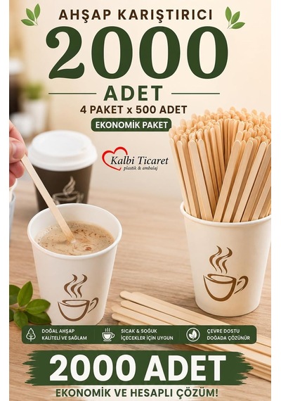 Ahşap Karıştırıcı 2000 Adet Çay Kahve Karıştırma Çubuğu Tahta Karıştırıcı Tahta Kaşık Ahşap - Beyaz