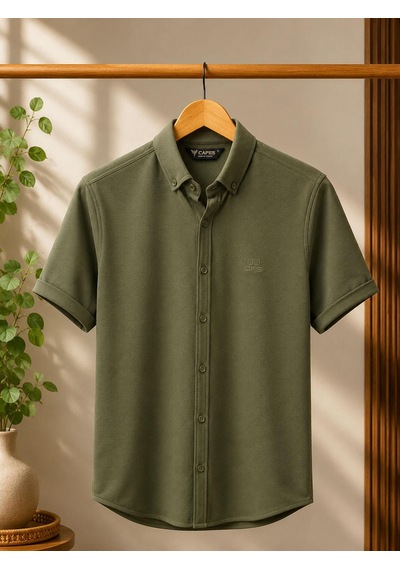Classics Men Cafes Likralı Kısa Kol Slim Fit Erkek Gömlek - 7735 Haki Classics Men Cafes Likralı Kısa Kol Slim Fit Erkek Gömlek - 7735 Haki