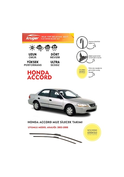 Honda Accord Cam Muz Silecek Silgi Silgeç Takımı 2003 - 2008