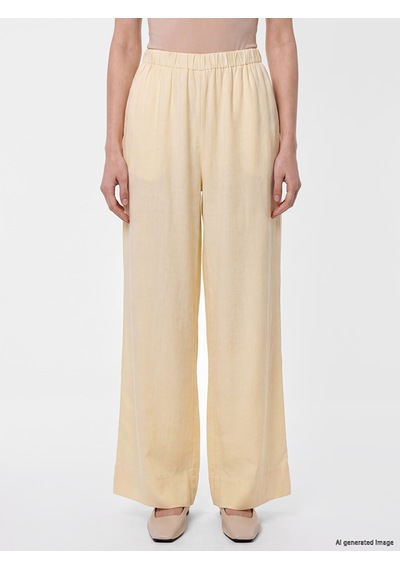 Lcw Modest Sarı Beli Lastikli Keten Karışımlı Kadın Pantolon