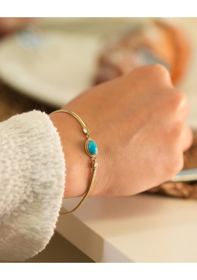 Debora Jewelry 14 Ayar Altın Firuze Taşlı Bileklik