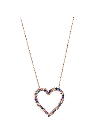 Multicolor Zirkon Taşlı Zarif Tasarım Rose Renk 925 Ayar Gümüş Ka (459601977)