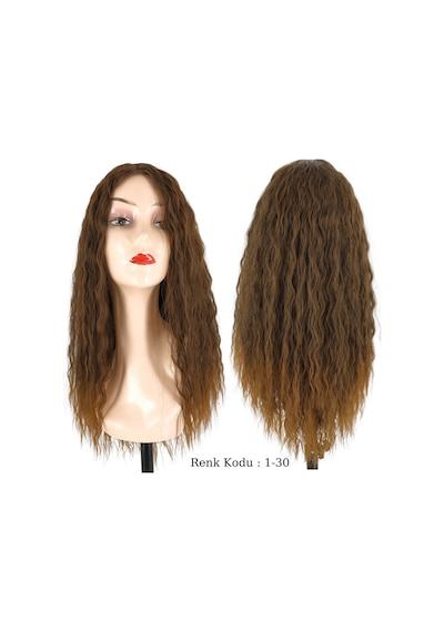 Peruk Ankara Fiber Sentetik Afro Su Dalgası Peruk Kahve Bakır Ombre No-1-30