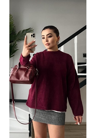 Bordo Sakallı Basic Kazak Bordo