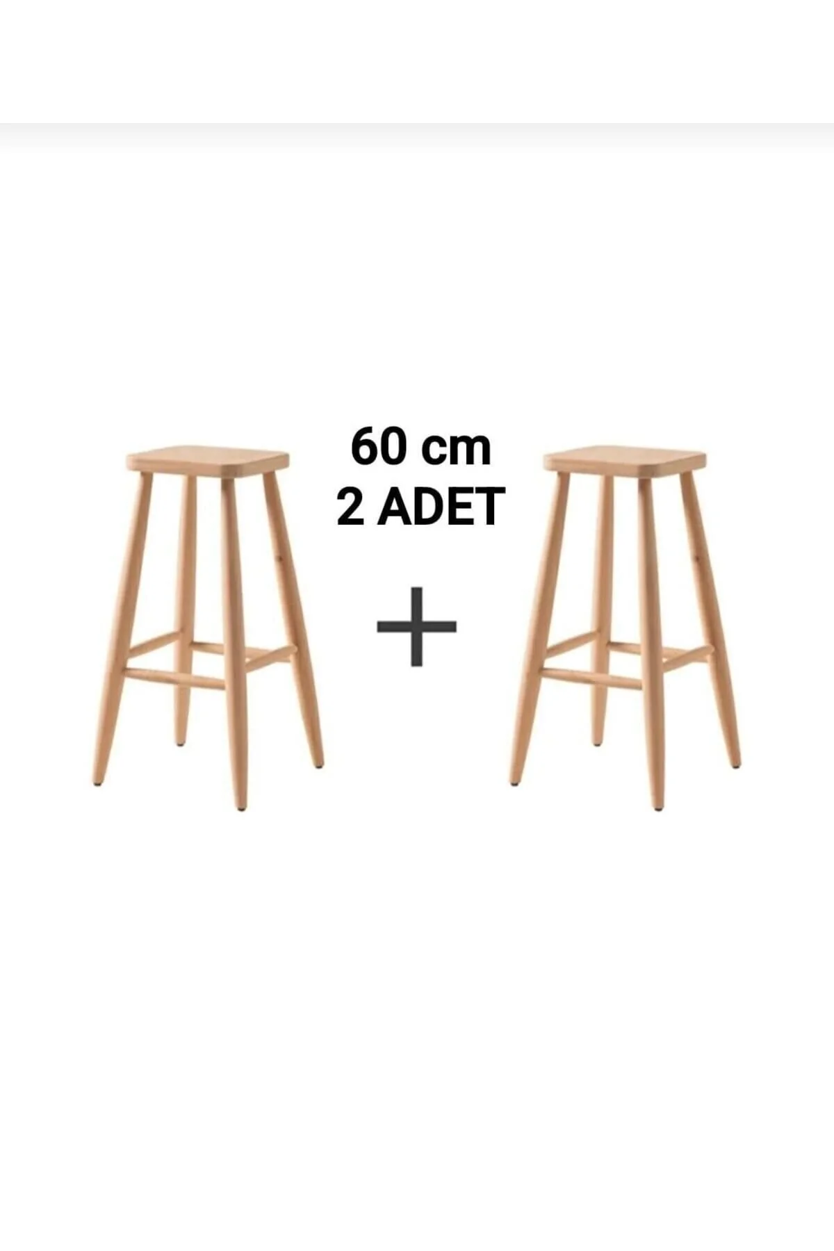 Clk Home 60cm Ahşap Kare Bar Tabure Sandalye 2 Adet Ahşap