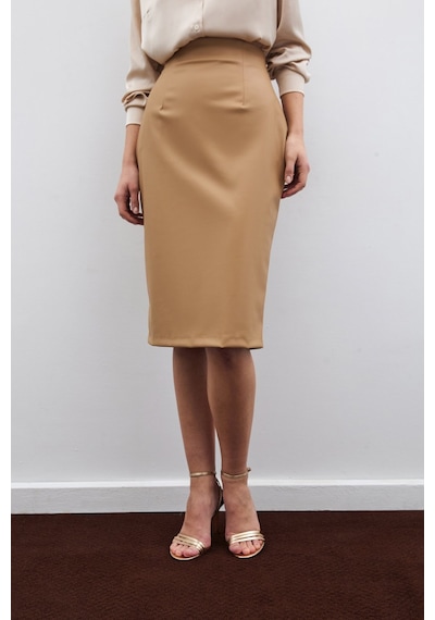 Sateen Deri Kalem Etek - Bej-135596 Bej
