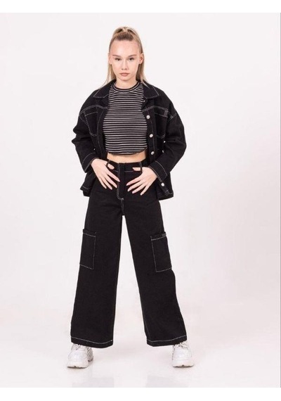 Zekids Kız Çocuk Gabardin Ceket-13921 Siyah